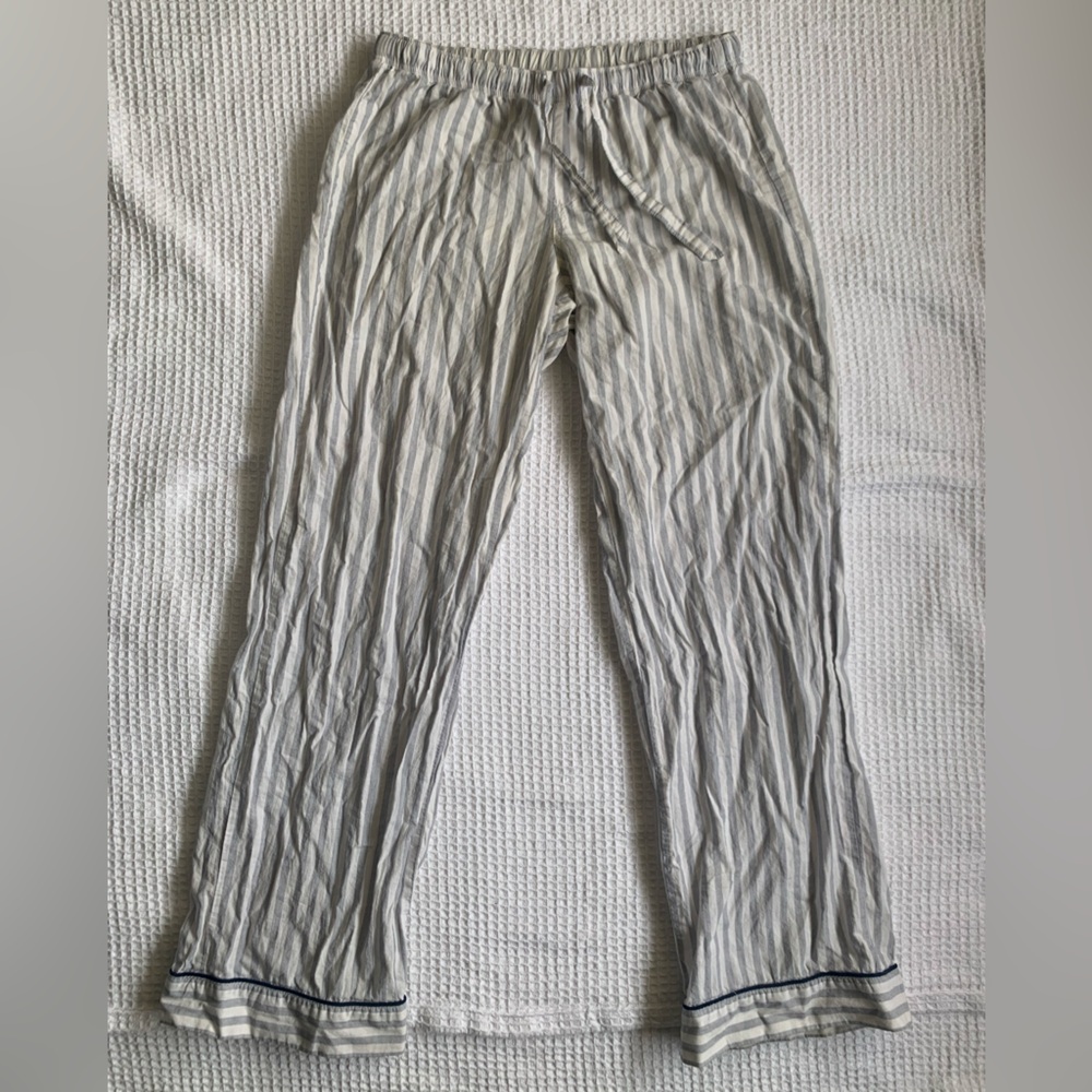 Victoria’s Secret Cotton Mayfair Blue White Pinstripe Pajama Set - Size Small - Picture 6 of 16